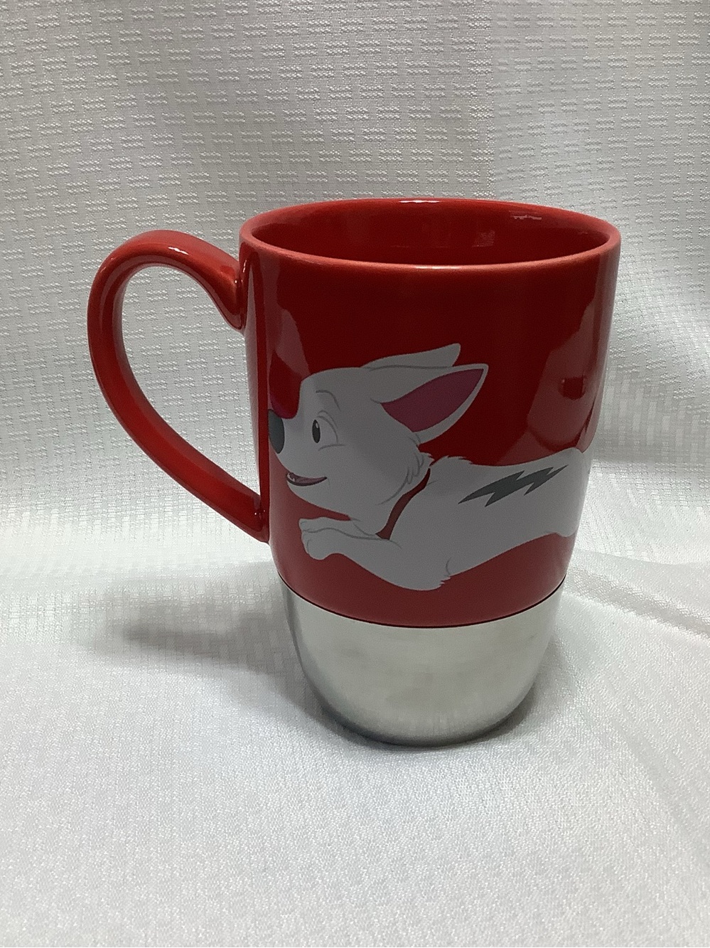 Disney Store "Oh My Disney" Bolt Mug - Red Ceramic & Stainless Base